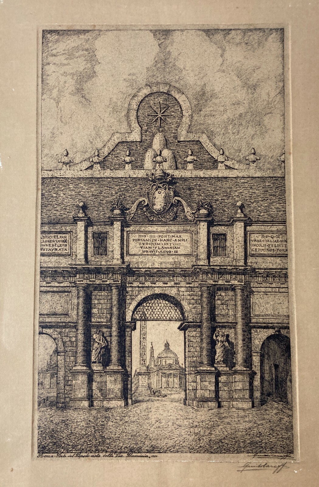 Roma, Porta Del Popolo: Veduta Monumentale Di Guido Caraffa, 1929