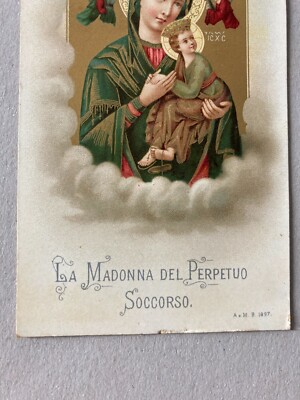 Madonna Del Perpetuo Soccorso   Santino Cromolitografico (1897)