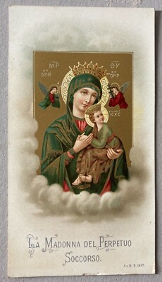 Madonna Del Perpetuo Soccorso   Santino Cromolitografico (1897)