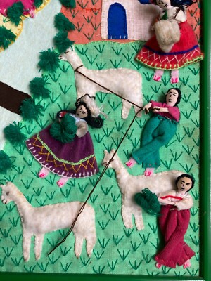 Arpillera Peruviana: Scena Campestre Con Raccolta Di Carote