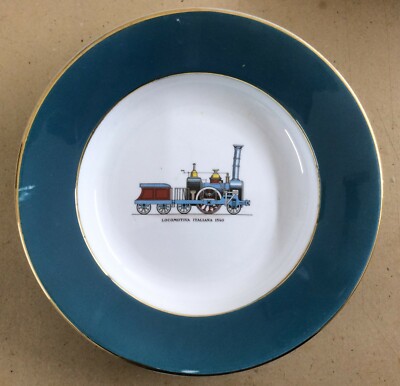 Piatto Decorativo Con Locomotiva Italiana Del 1840