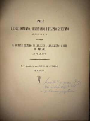 Giuridica Napoletana: Garofano, Casaluce, Aprano, Casalnuovo A Piro, Fondo Pupone (1800)