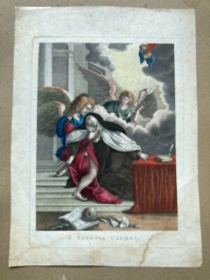 Arte Popolare Devozionale: Santa Teresa Del Carmelo, Acquaforte Colorata (Irpinia)