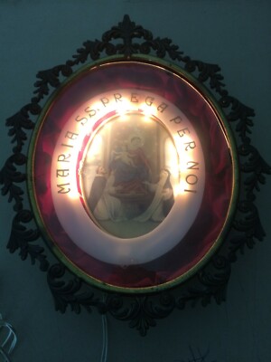 Arte Popolare Devozionale   Napoli   Pompei   Madonna Del Rosario   Quadro Luminoso