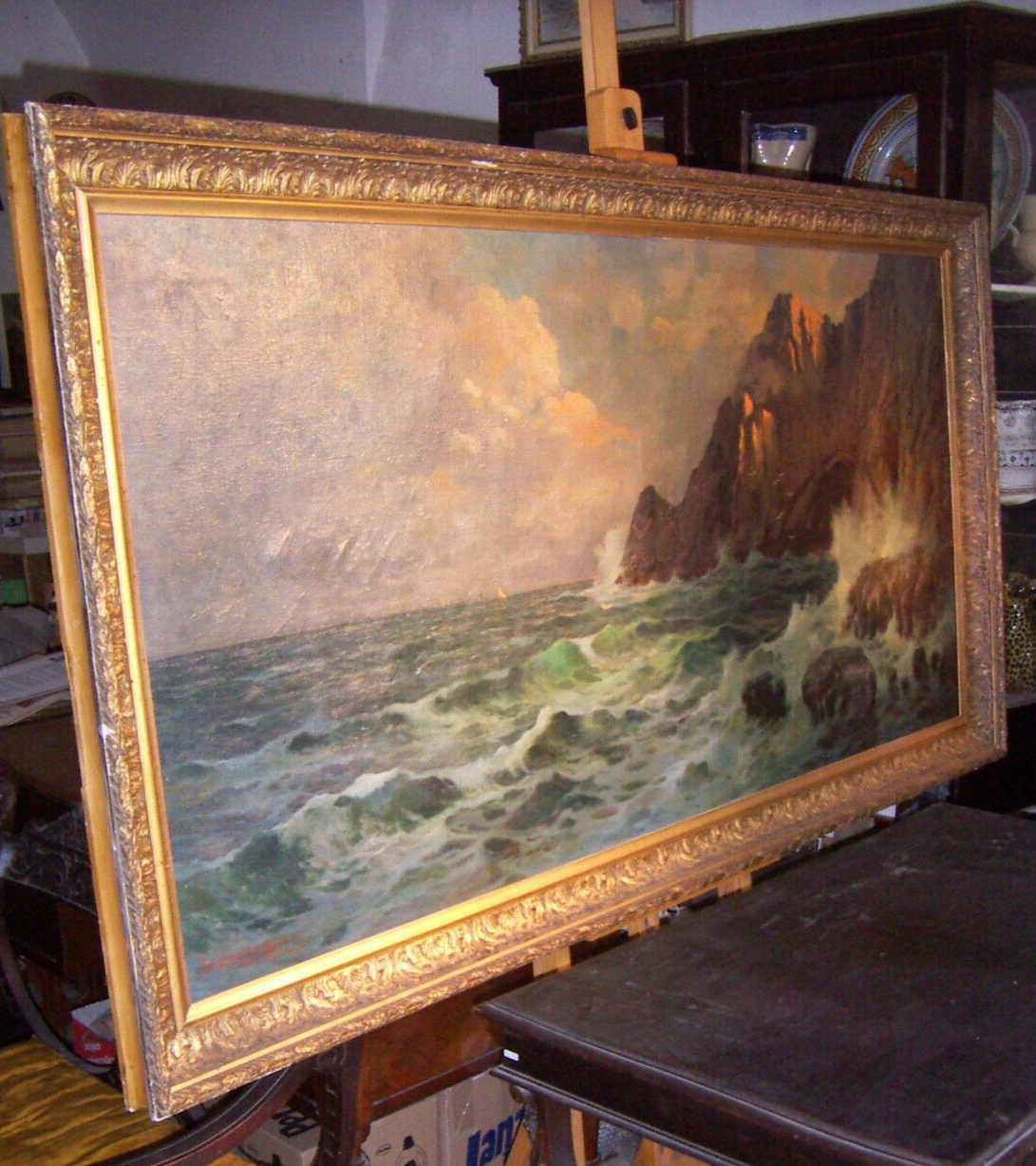 Grande Dipinto Decorativo   Veduta Costiera Di Capri   Ilio Giannaccini