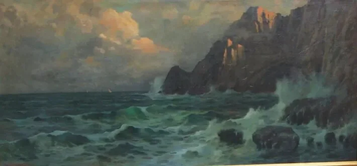 Large Decorative Painting — Coastal View of Capri — Ilio Giannaccini