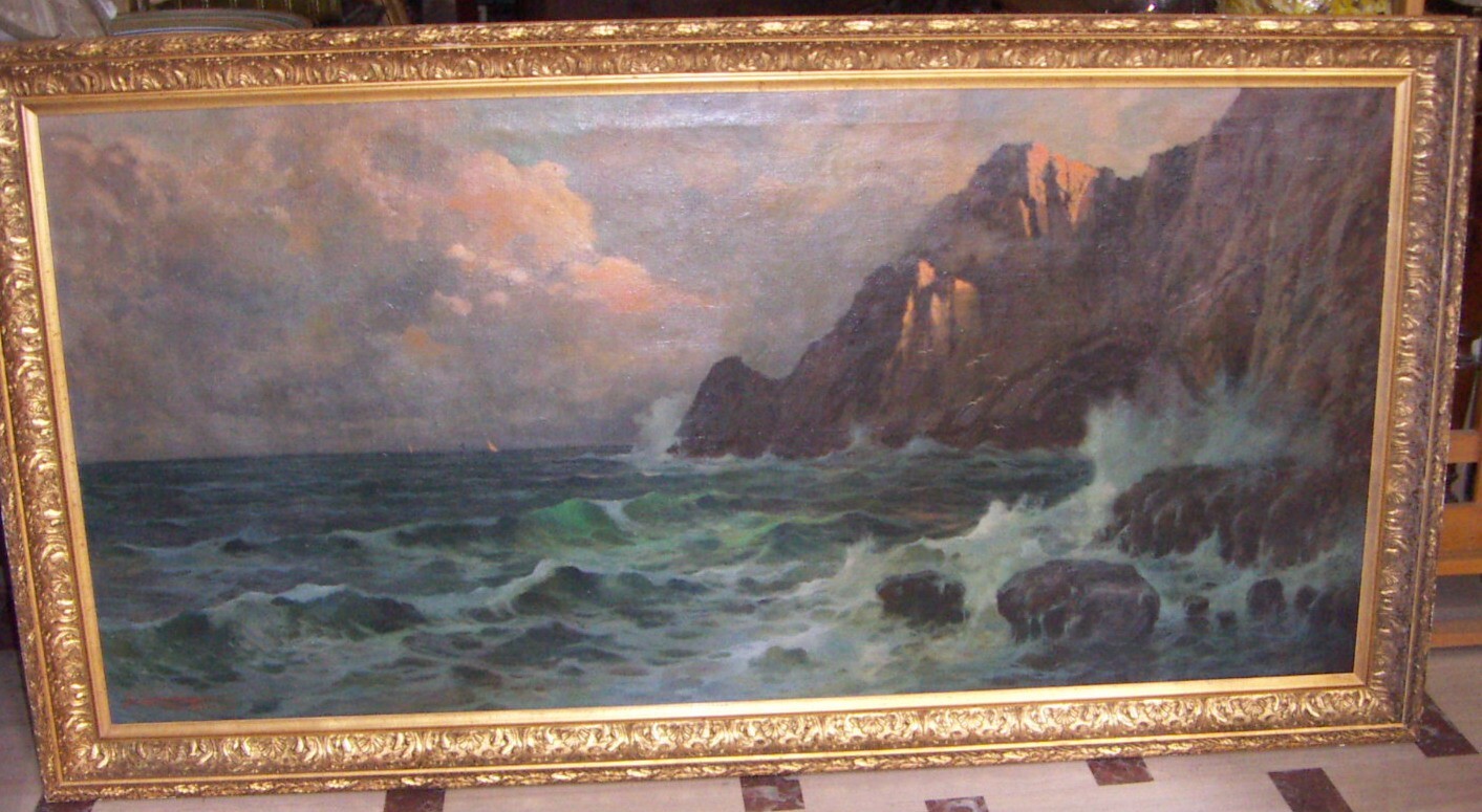 Grande Dipinto Decorativo   Veduta Costiera Di Capri   Ilio Giannaccini