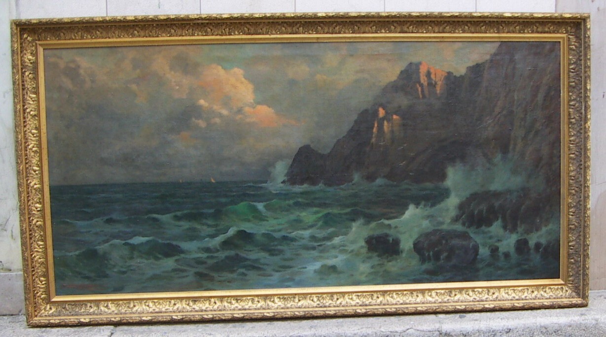 Grande Dipinto Decorativo   Veduta Costiera Di Capri   Ilio Giannaccini