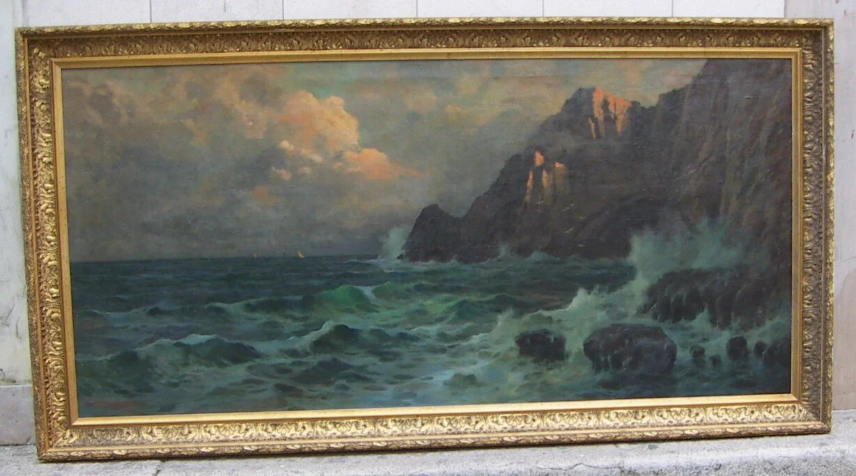 Large Decorative Painting — Coastal View of Capri — Ilio Giannaccini