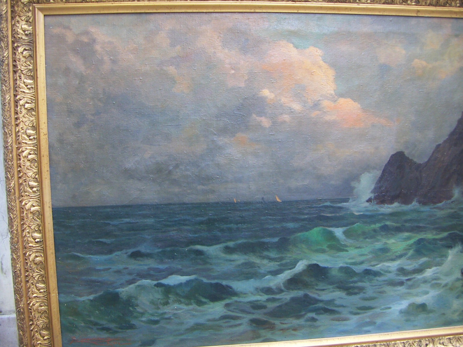 Grande Dipinto Decorativo   Veduta Costiera Di Capri   Ilio Giannaccini