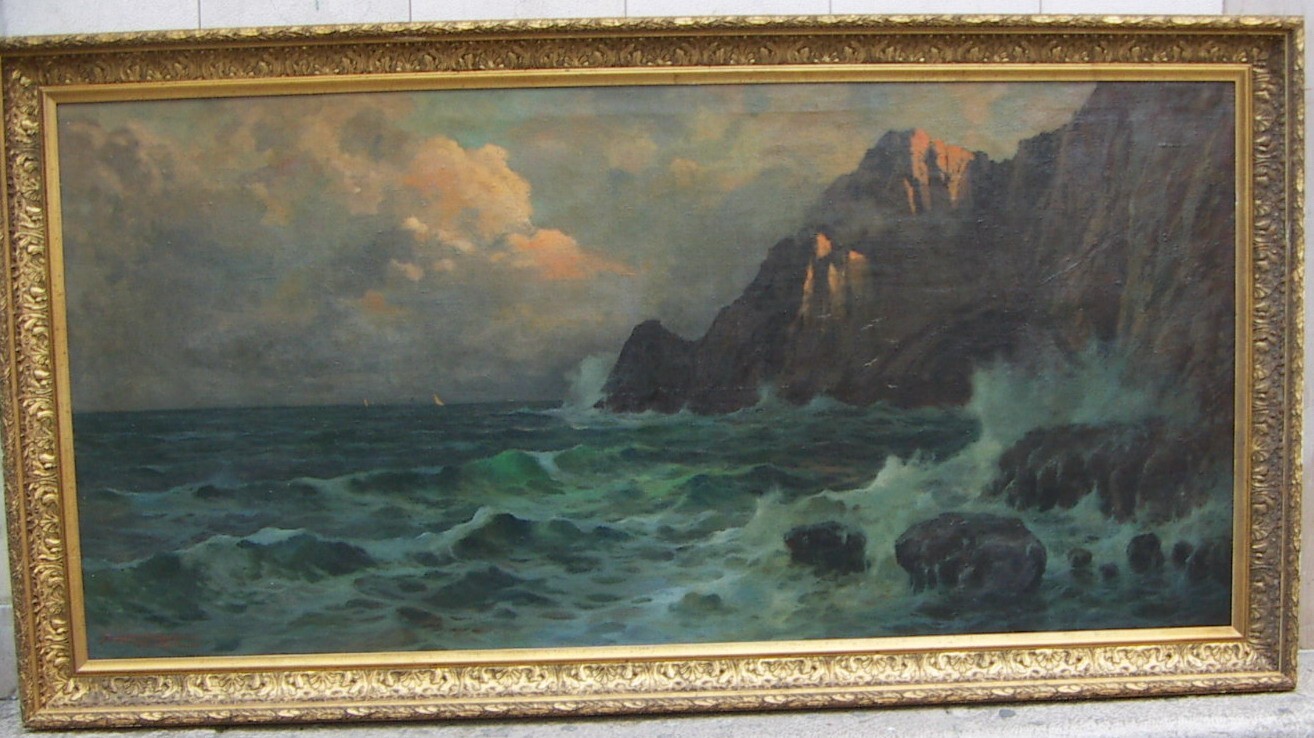Grande Dipinto Decorativo   Veduta Costiera Di Capri   Ilio Giannaccini