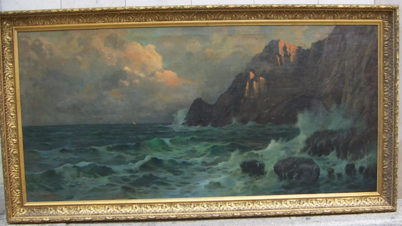 Large Decorative Painting — Coastal View of Capri — Ilio Giannaccini