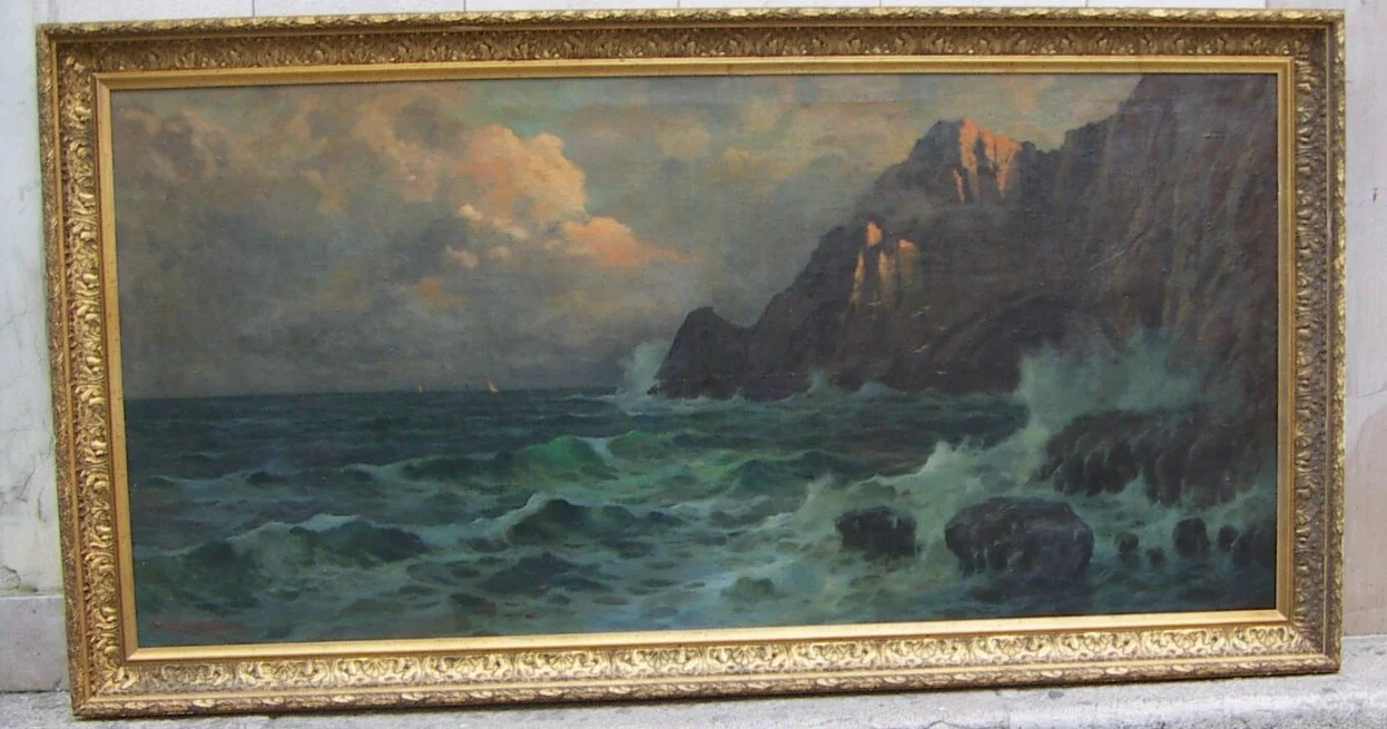 Large Decorative Painting — Coastal View of Capri — Ilio Giannaccini