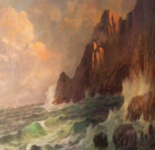 Large Decorative Painting — Coastal View of Capri — Ilio Giannaccini
