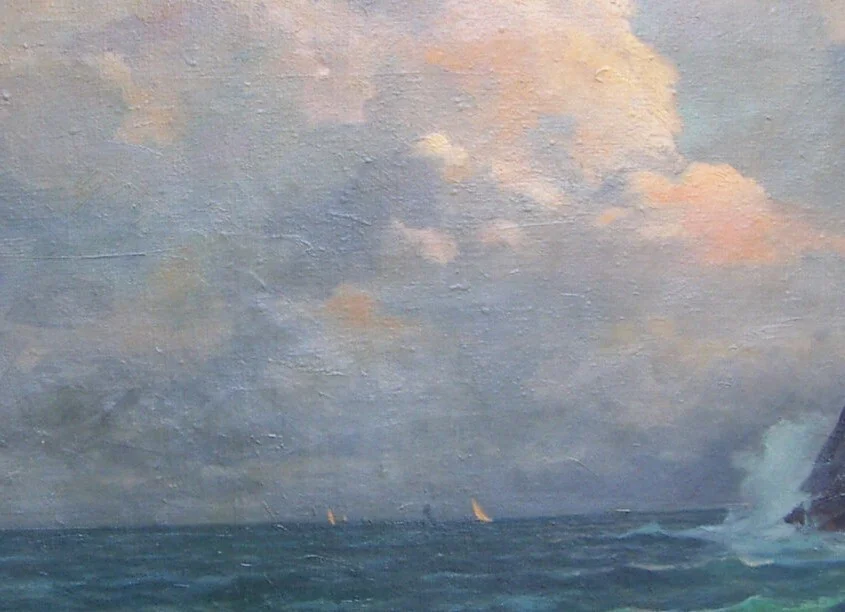 Large Decorative Painting — Coastal View of Capri — Ilio Giannaccini