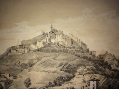 Campania, Irpinia, Ariano: Antica Veduta. Litografia Originale Dell'Artista Leale, XIX Secolo