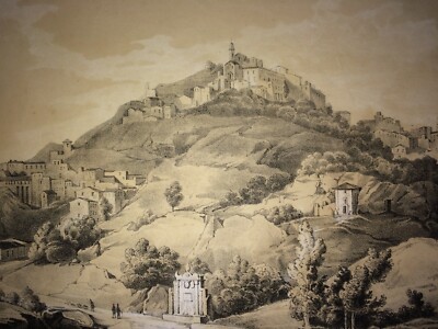 Campania, Irpinia, Ariano: Antica Veduta. Litografia Originale Dell'Artista Leale, XIX Secolo