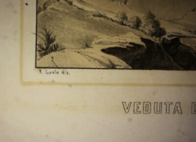Campania, Irpinia, Ariano: Antica Veduta. Litografia Originale Dell'Artista Leale, XIX Secolo