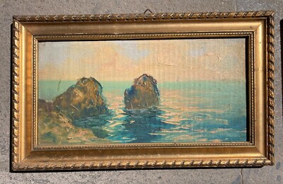 Vedute Costiere, Coppia Di Dipinti A Olio, Inizio XX Secolo