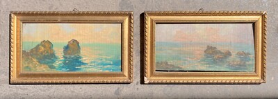Vedute Costiere, Coppia Di Dipinti A Olio, Inizio XX Secolo