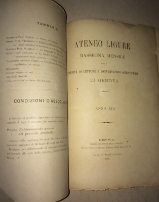 Ateneo Ligure   Genova: Sonno, Antropologia E Indigeni d'America (1890)