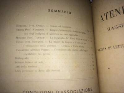 Ateneo Ligure   Genova: Sonno, Antropologia E Indigeni d'America (1890)