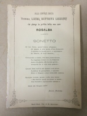 Mancini Abele, Sonetto Alle Fiesolane, Melfi, 1877