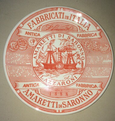 Amaretti Di Saronno Lazzaroni, Piatto Pubblicitario In Ceramica, Riedizione