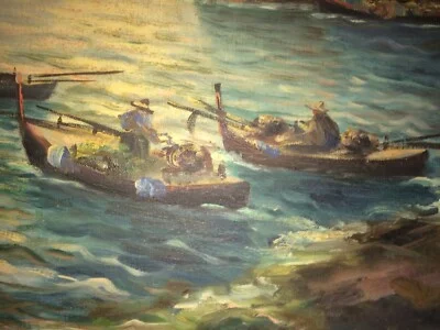 Marina con Pescatori, Artista Italiano del Novecento (pinto)