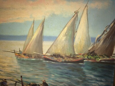 Marina Con Pescatori, Artista Italiano Del Novecento (Pinto)