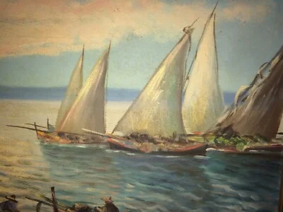 Marina con Pescatori, Artista Italiano del Novecento (pinto)