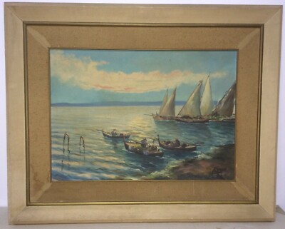 Marina Con Pescatori, Artista Italiano Del Novecento (Pinto)