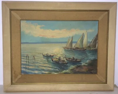 Marina con Pescatori, Artista Italiano del Novecento (pinto)