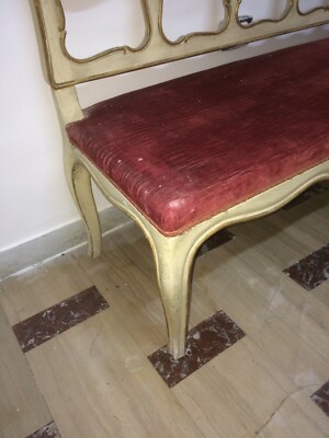 Decorativo Complemento d'Arredo: Panca Laccata E Dorata In Stile Veneziano