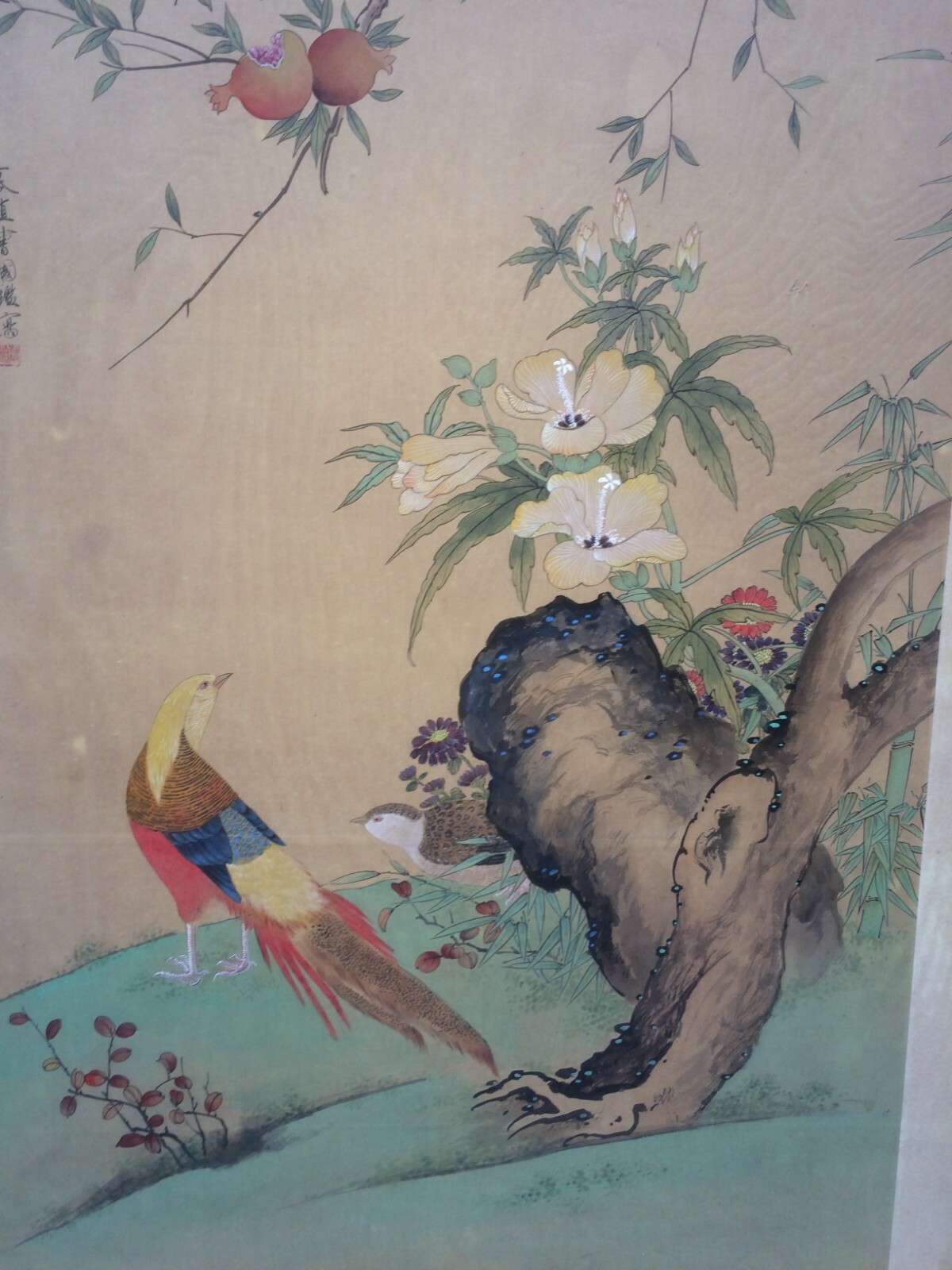 Grande Pannello Decorativo   Illustrazione Artistica   Orientalista   Uccelli E Fiori