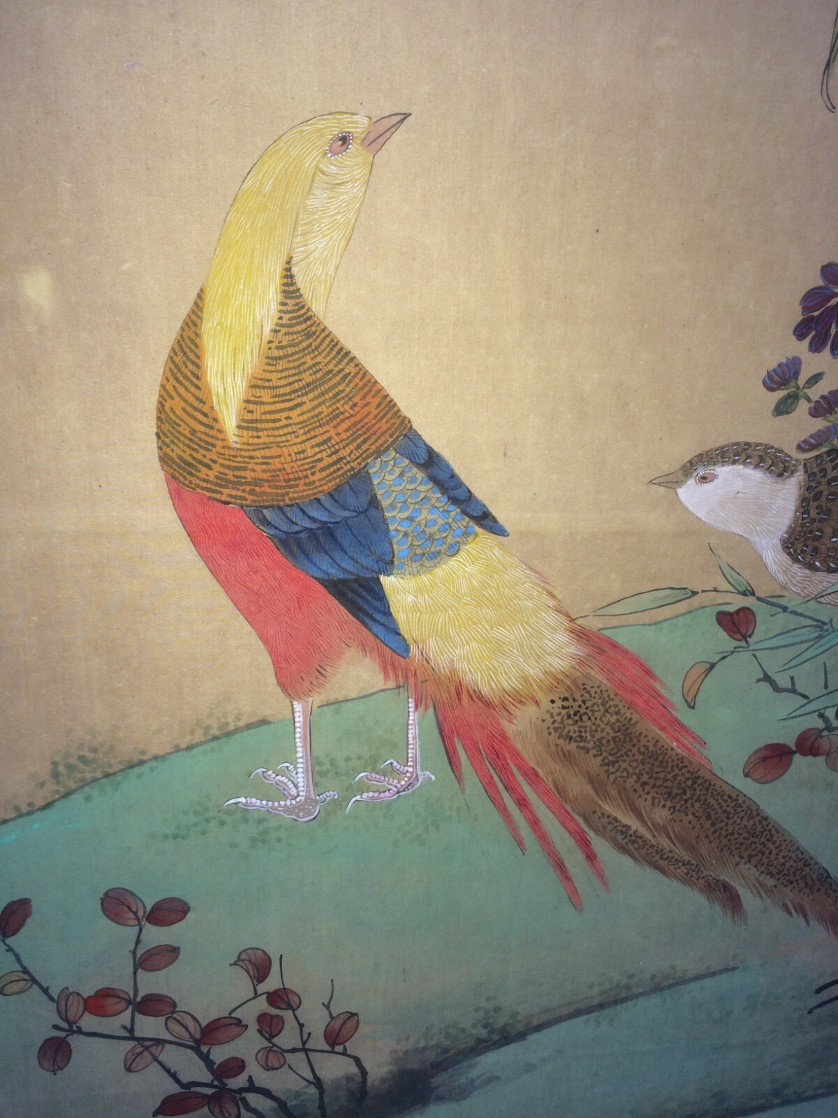 Grande Pannello Decorativo   Illustrazione Artistica   Orientalista   Uccelli E Fiori