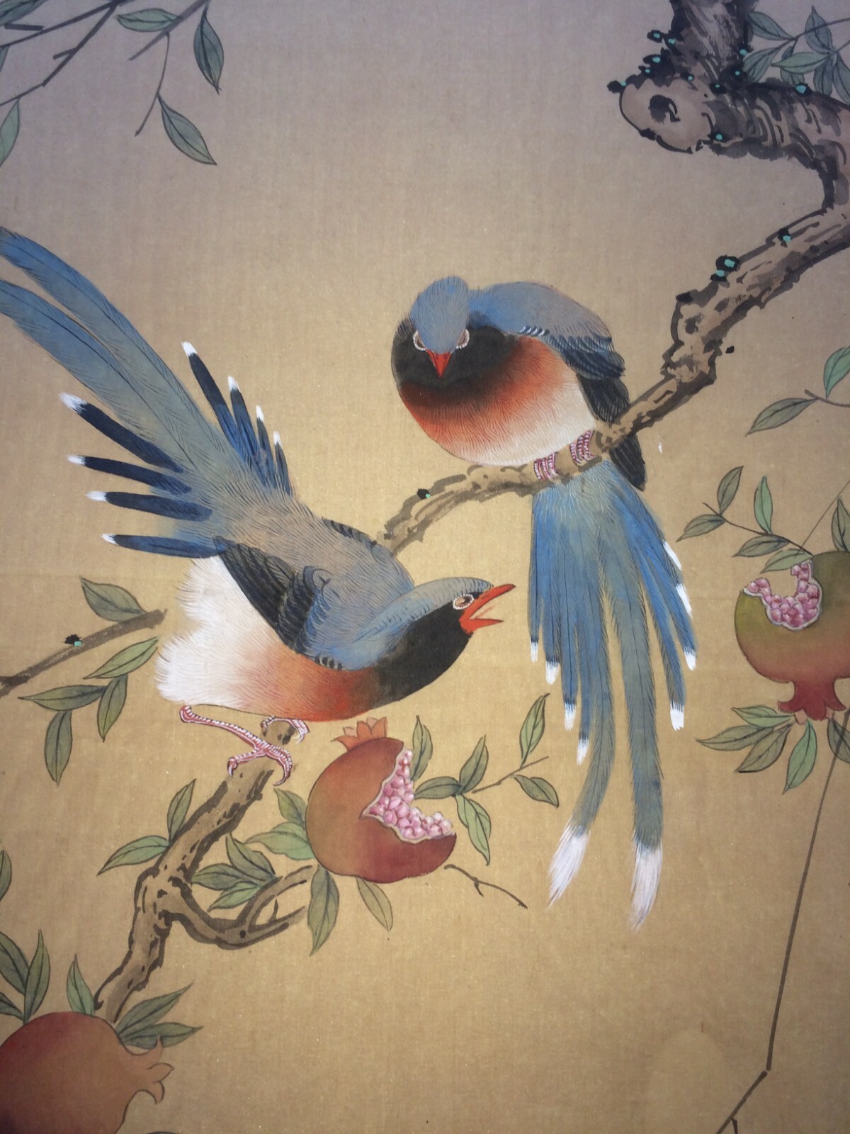 Grande Pannello Decorativo   Illustrazione Artistica   Orientalista   Uccelli E Fiori