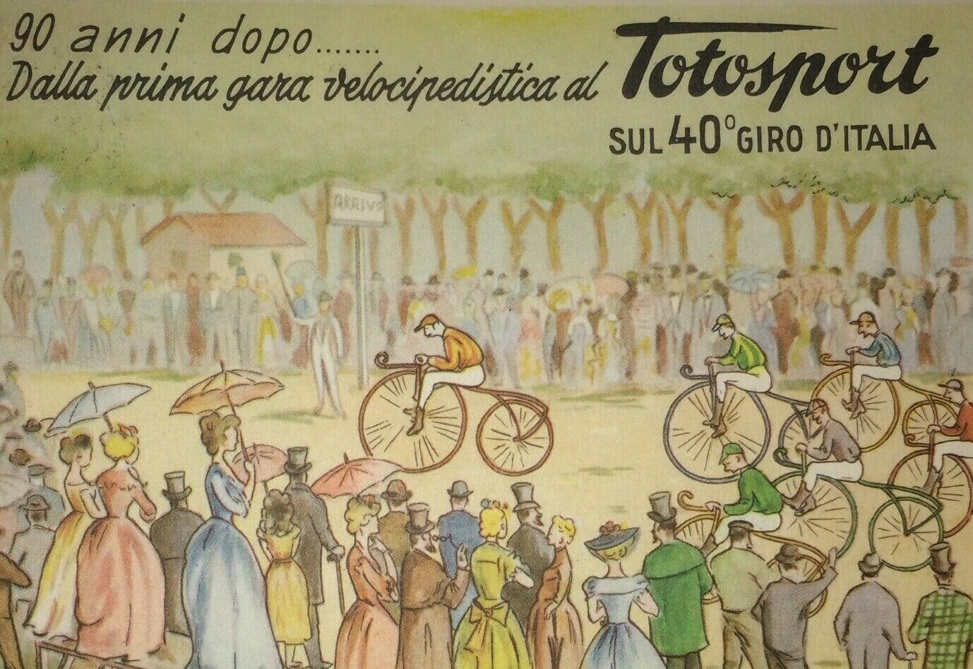 Ciclismo: Gara Velocipedista, Totosport, Giro d'Italia, 1957   Cartolina Pubblicitaria