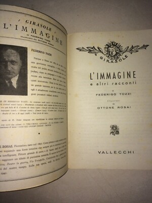 Federico Tozzi, "L'Immagine E Altri Racconti". Illustrazioni Di Ottone Rosai, 1946
