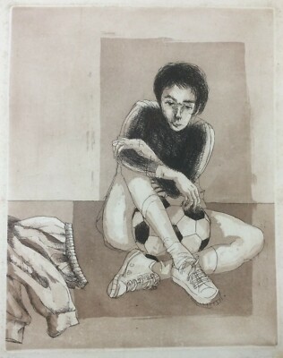 Eva Fischer: Giovane Calciatore. Incisione Originale Firmata.