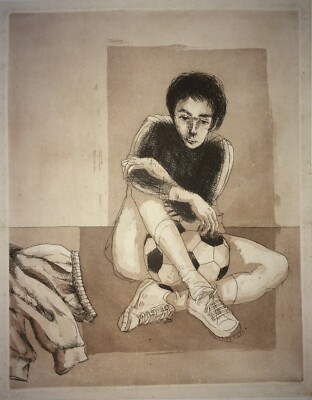 Eva Fischer: Giovane Calciatore. Incisione Originale Firmata.