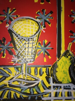 Gianpaolo Berto: Natura Morta Con Frutta E Grappolo d'Uva. Serigrafia (1968)