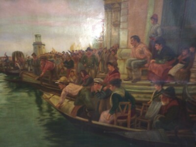 Veduta Portuale Animata   Antico Dipinto A Olio   Annie Williams
