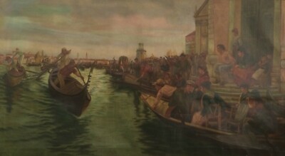 Veduta Portuale Animata   Antico Dipinto A Olio   Annie Williams