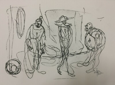 Arte Moderna: Soggetto Con Figure Caricaturali, Grafica Decorativa