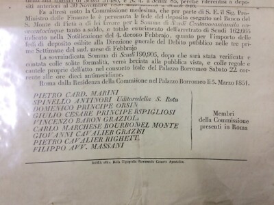 Araldica, Nobiltà Romana, Antico Manifesto: Notificazione Carta Moneta E Numismatica