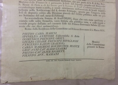 Araldica, Nobiltà Romana, Antico Manifesto: Notificazione Carta Moneta E Numismatica