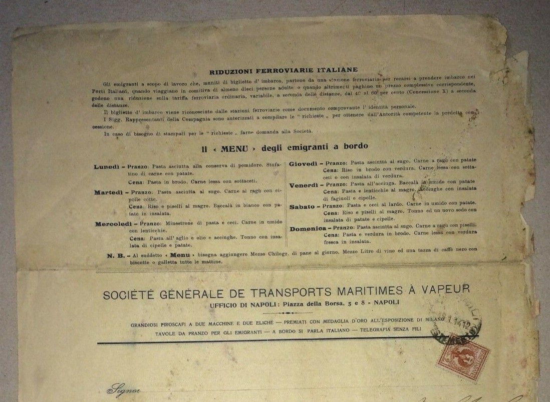 Navigazione, Marineria, Emigrazione Italo Americana, Valdivia, Napoli, Pubblicitaria