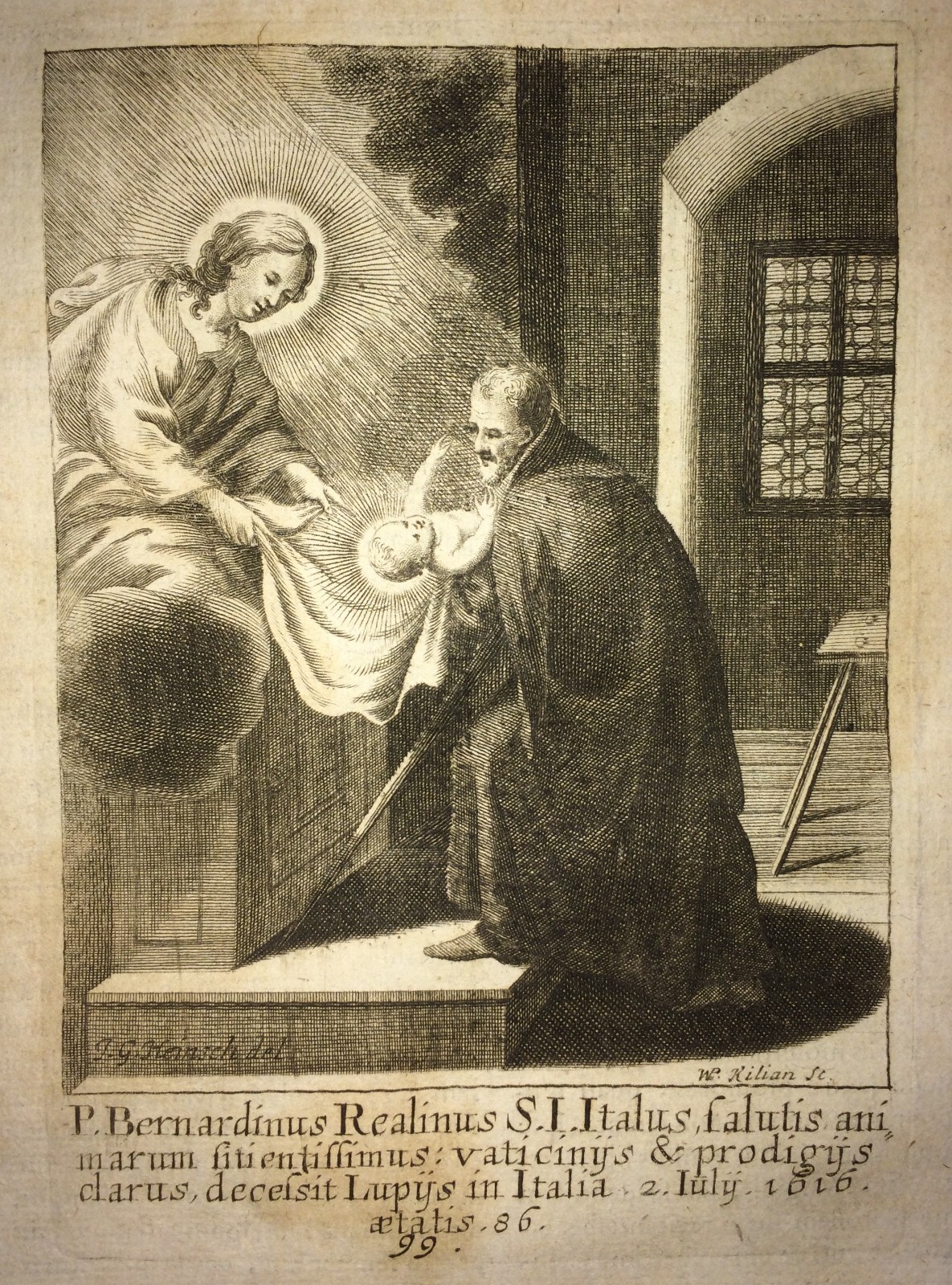 Gesuiti: Bernardino Realino, Carpi, Lecce. Antica Incisione Di Kilian E Heinsch