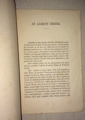 Wolfgang Goethe, Elegie Romane: Antica Edizione Le Monnier, Traduzione Di Andrea Maffei, 1879